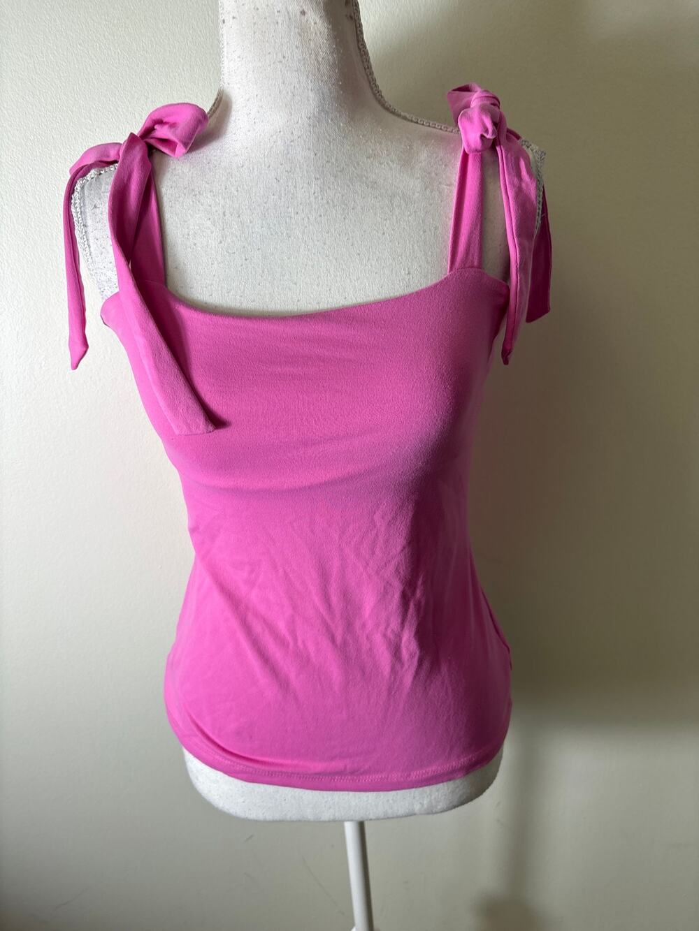 Susana Monaco Pink Shoulder Tie Top Sz S